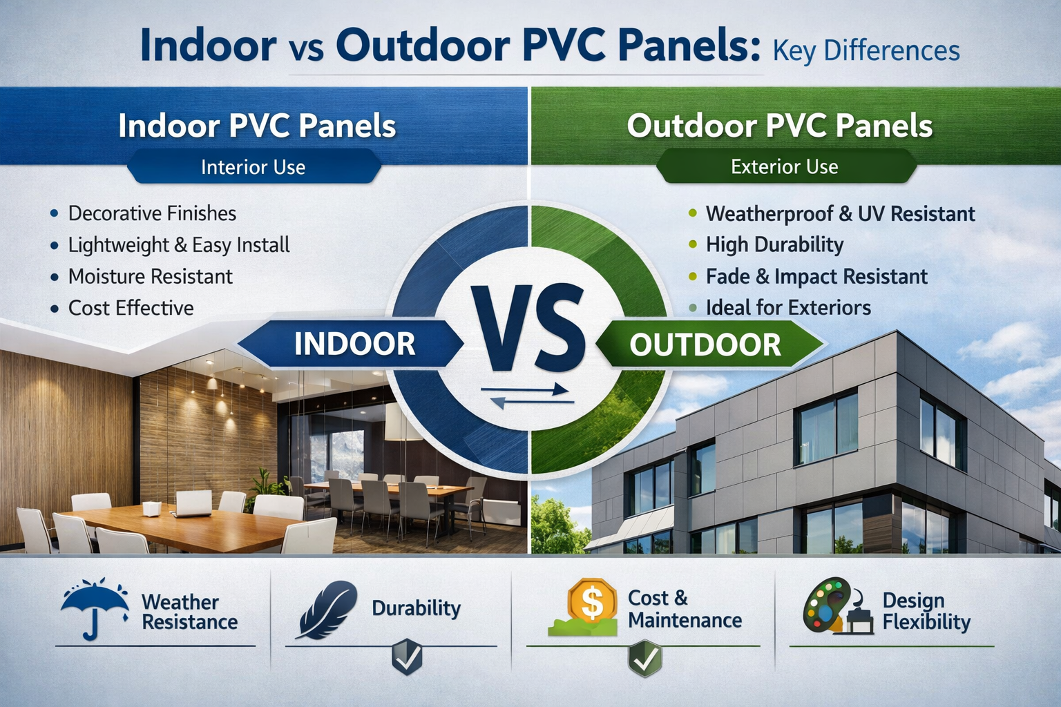 Indoor vs Outdoor PVC Panels
