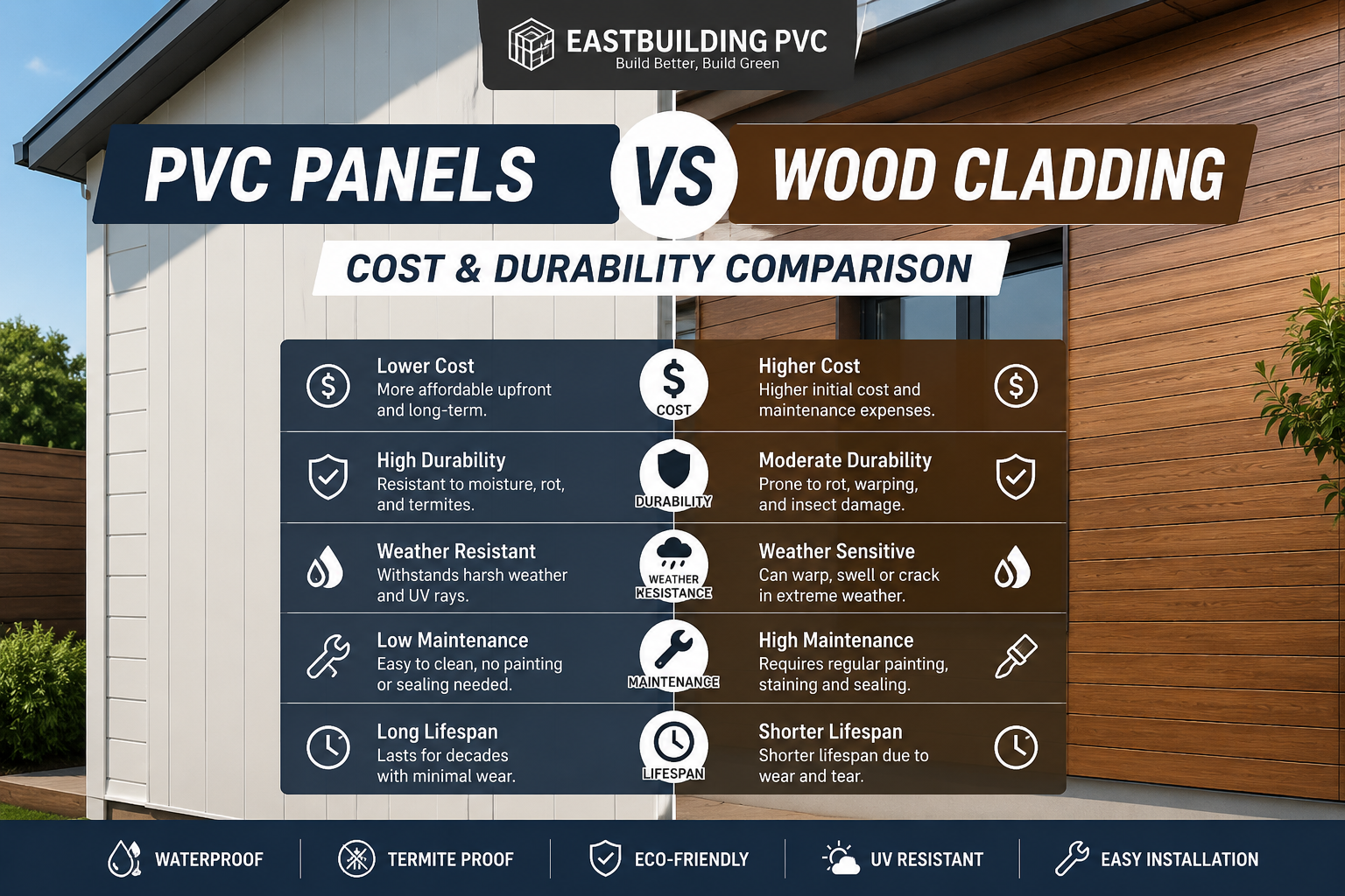 PVC Panels vs Wood Cladding